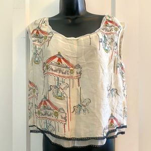 Carousel theme print silk shirt, XS